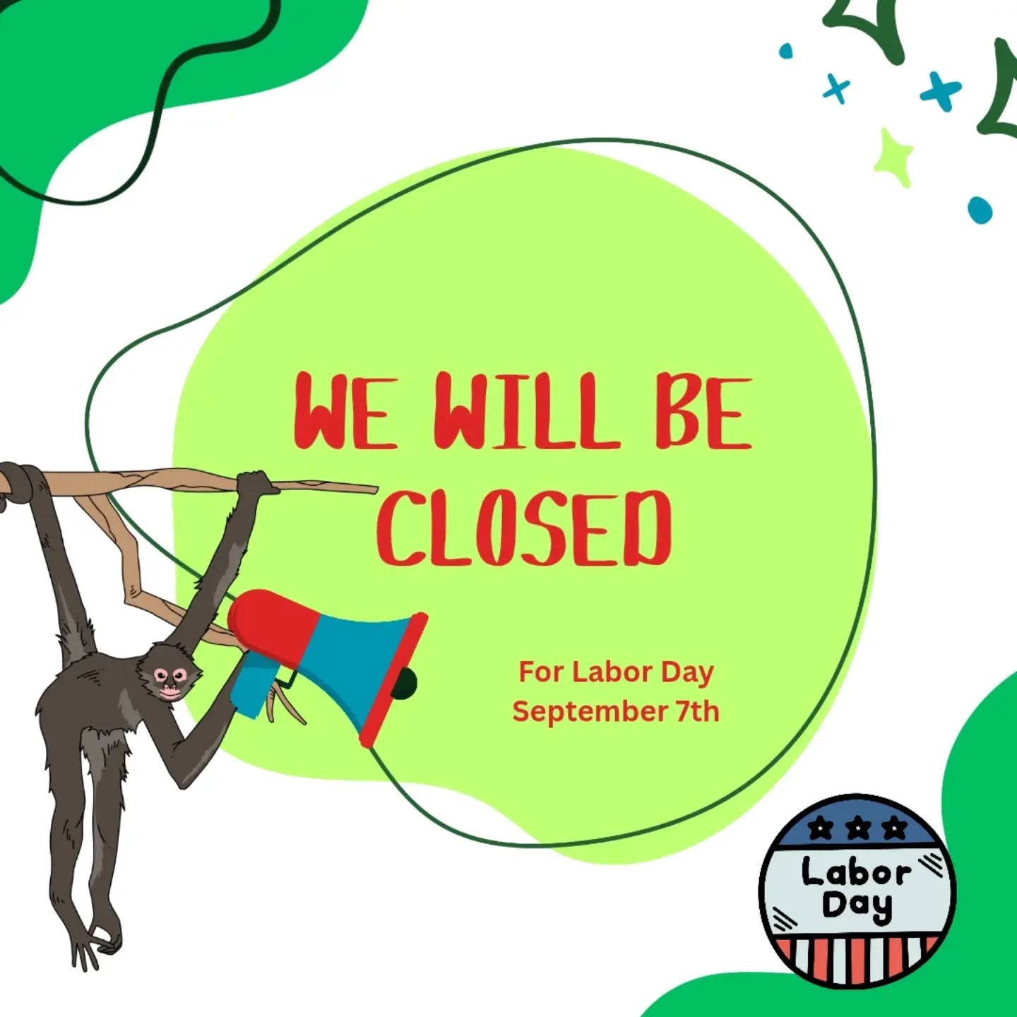 🇺🇲 We will be closed for Labor day! 
🇺🇲 We will be back in action on September 8th (Tuesday)
🇺🇲 We hope you have a great holiday!

#exoticpet #vetmed
#laborday